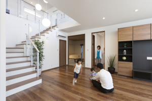 吹き抜け×リビング階段
